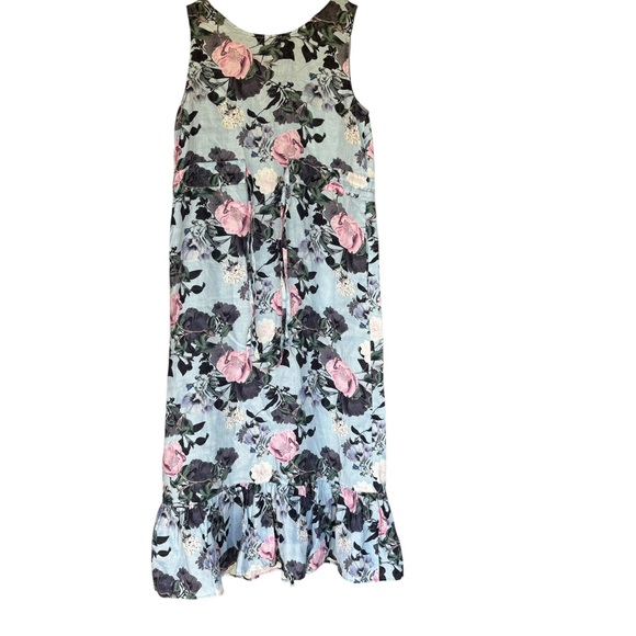 Nicholas Floral Linen Maxi Dress w/ Pockets Multicolor Boho Prairie - Picture 4 of 6